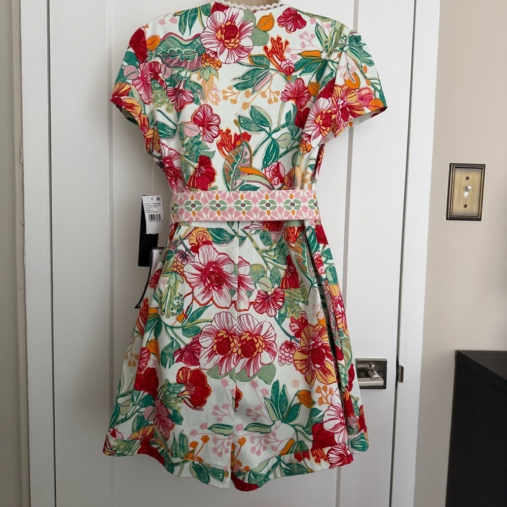 NWT - Adrianna by Adrianna Papell - Floral-Print Belted Romper - Picture 8 of 11